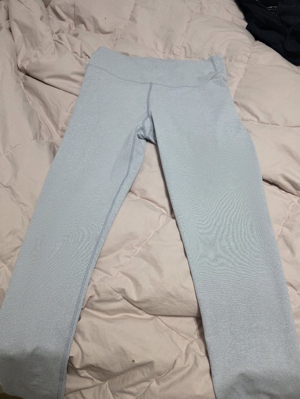 WoMen's Performance Leggings- Light Blue Stripe